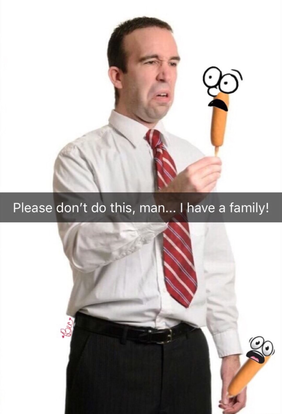 man disgusted by corndog - Please don't do this, man... I have a family!