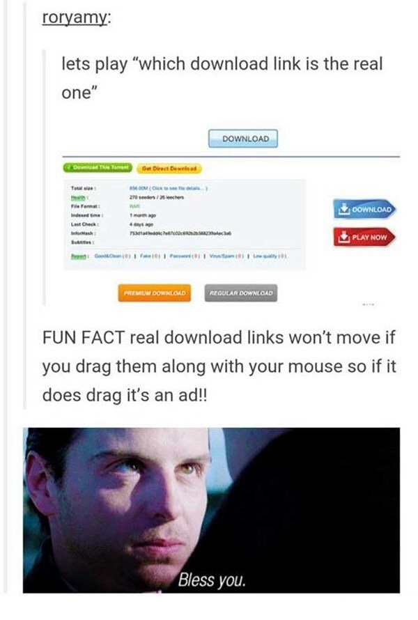 funny link tumblr posts - roryamy lets play "which download link is the real one" Download Dent Ost Du Dewed Nomor 270 de leche File Format Oownload La Che c oloca Play Now G D Pemum Download Regular Download Fun Fact real download links won't move if you