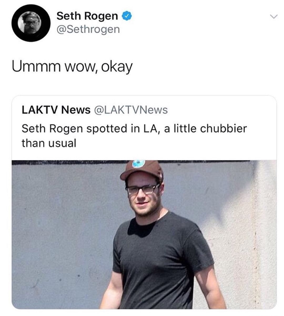 seth rogen memes - Seth Rogen Ummm wow, okay Laktv News Seth Rogen spotted in La, a little chubbier than usual