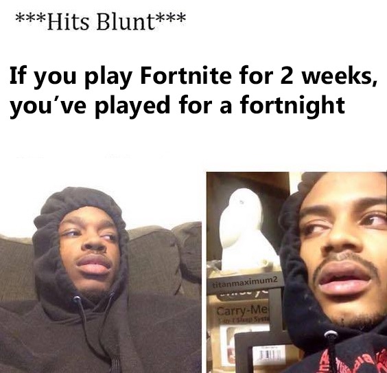 action for blind people - Hits Blunt If you play Fortnite for 2 weeks, you've played for a fortnight titanmaximum 2 CarryMe