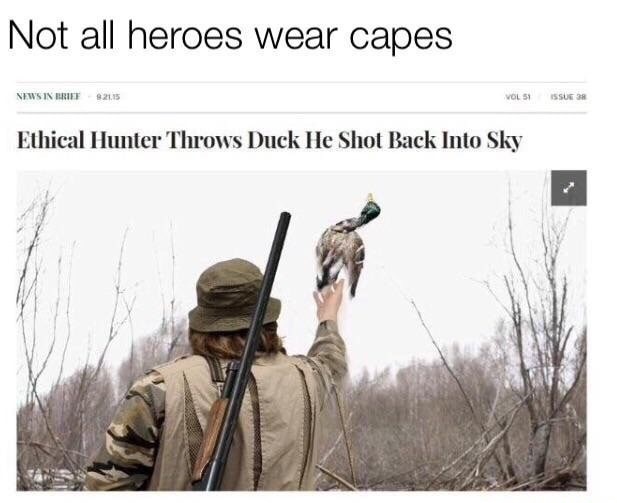 ethical hunter throws duck he shot back into sky - Not all heroes wear capes News In Brief 921.15 Vol 51 Issue 38 Ethical Hunter Throws Duck He Shot Back Into Sky