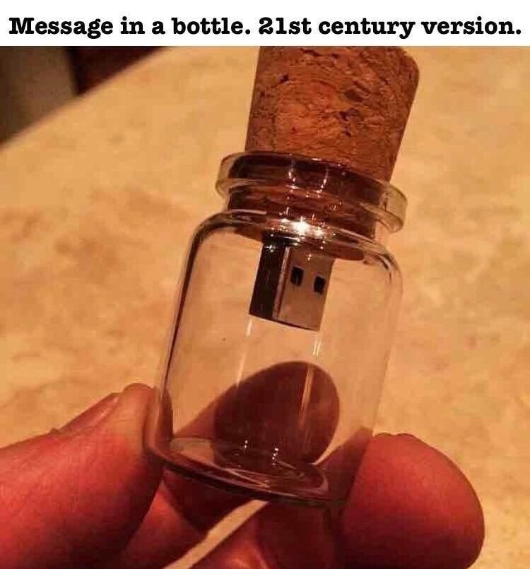 clever designs - Message in a bottle. 21st century version.