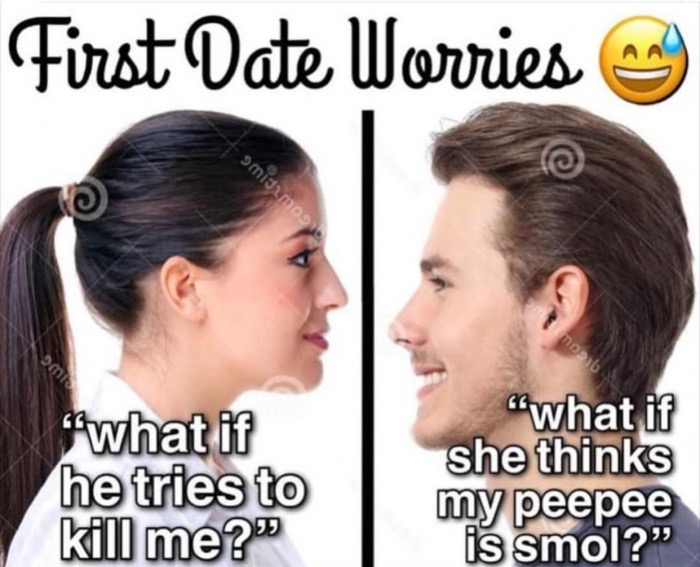 meme stream - getting ready for a first date meme - First Date Worries omijamo noob "what if he tries to kill me?" "what if she thinks my peepee is smol?