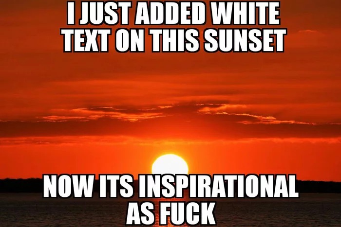 if trolling or just stupid - I Just Added White Text On This Sunset Now Its Inspirational As Fuck