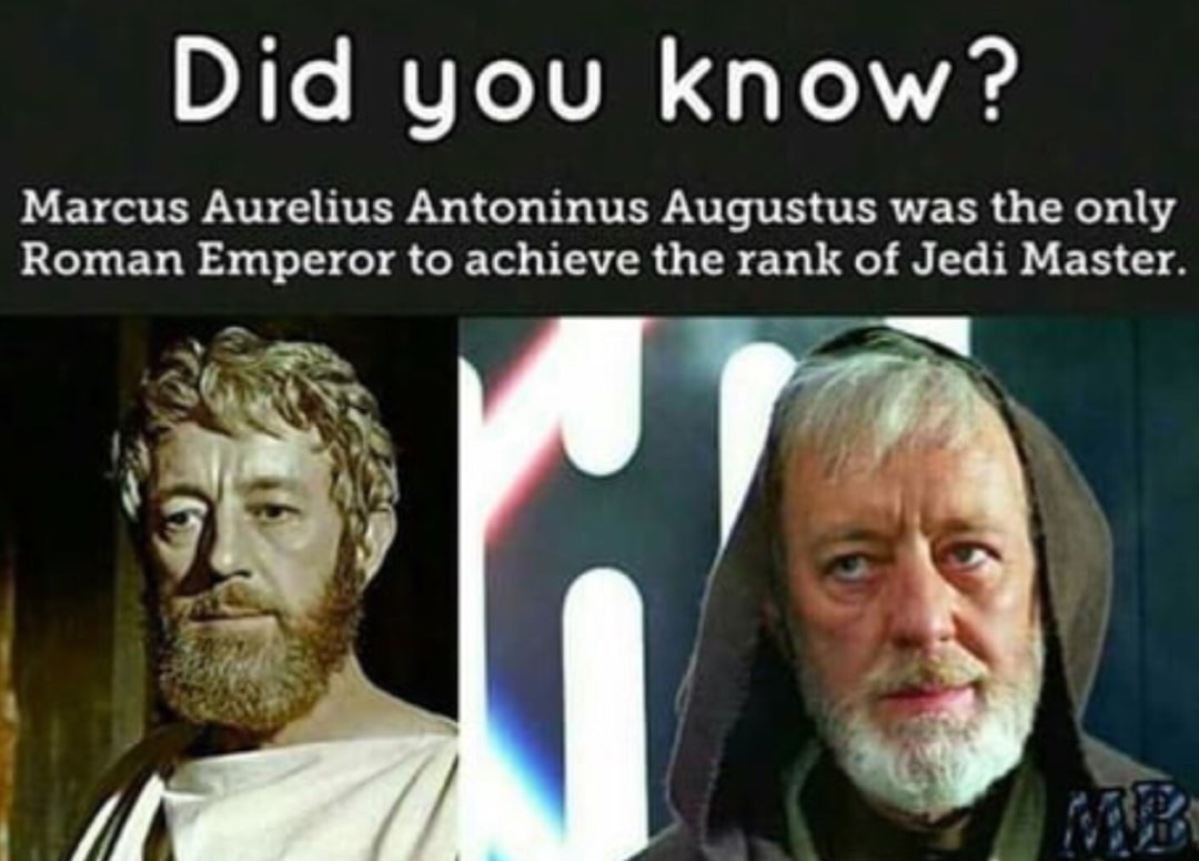 meme stream - marcus aurelius antoninus augustus - Did you know? Marcus Aurelius Antoninus Augustus was the only Roman Emperor to achieve the rank of Jedi Master.