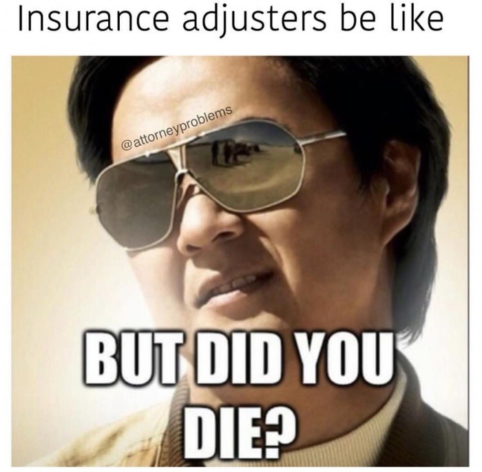meme stream - mr chow the hangover - Insurance adjusters be But Did You Die?