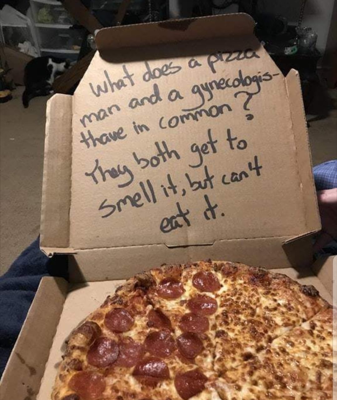 meme stream - pizza gynecologist joke - What does a pizza man and a gynecologis thave in common? They both get to smell it, but can't eat it.