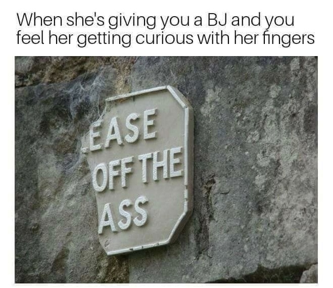 memes - commemorative plaque - When she's giving you a Bj and you feel her getting curious with her fingers Ease Off The Ass