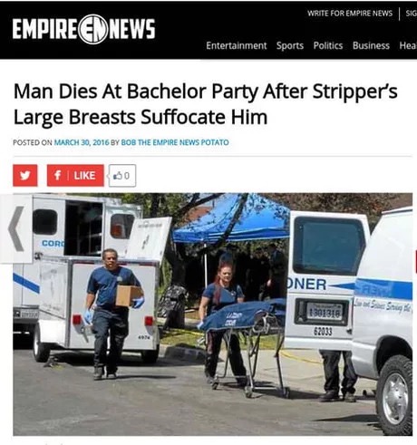 van - Write For Empire News Sig Empireed News Entertainment Sports Politics Business Hea Man Dies At Bachelor Party After Stripper's Large Breasts Suffocate Him Posted On By Bob The Empire News Potato f | 00 Coro Dner Se