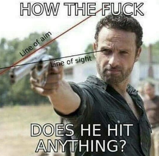 rick walking dead season 1 - How The Fuck Line of aim Line of sight Does He Hit Anything?