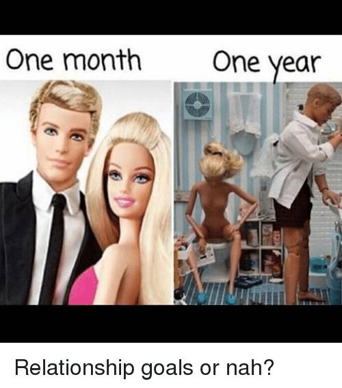 funny relationship memes - One month One year Relationship goals or nah?