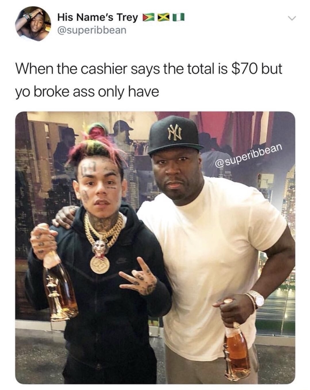 6ix9ine 50 cent - His Name's Trey Uu When the cashier says the total is $70 but yo broke ass only have