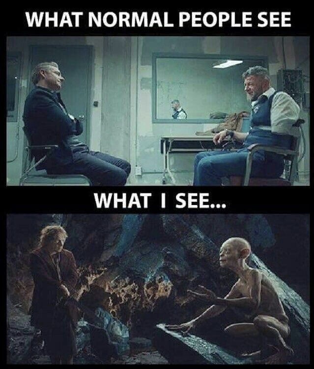 bilbo and gollum black panther - What Normal People See What I See...