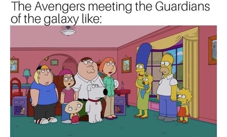 simpsons meet family guy - The Avengers meeting the Guardians of the galaxy 1731 .