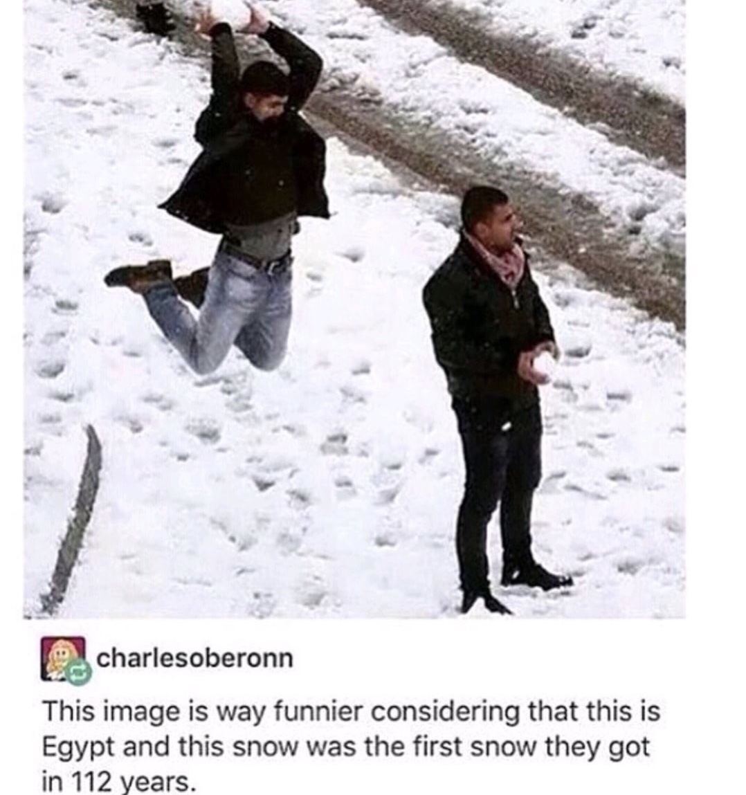 these edibles aren t working meme - charlesoberonn This image is way funnier considering that this is Egypt and this snow was the first snow they got in 112 years.