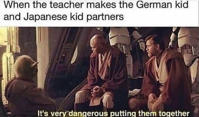 german kid japanese kid meme - When the teacher makes the German kid and Japanese kid partners It's very dangerous putting them together