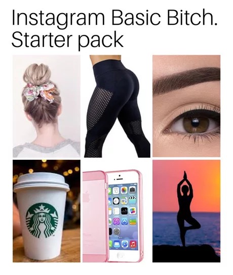 Friday TGIF meme with a starter pack for Instagram girls