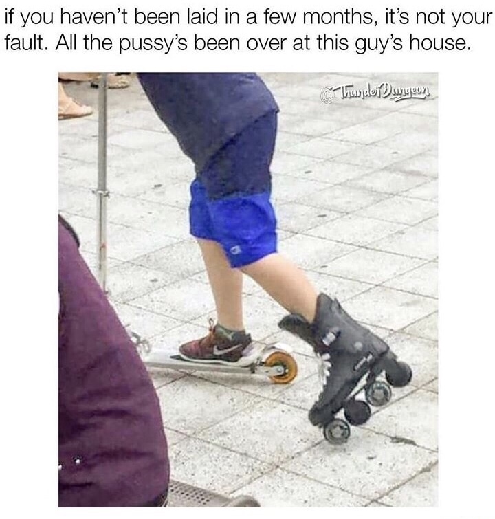 Friday TGIF meme with pic of kid riding a scooter with one roller blade