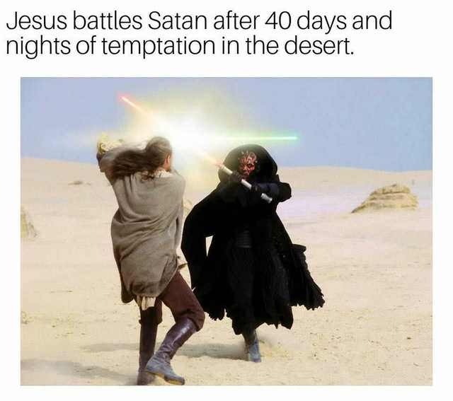 rare photo of jesus fighting satan - Jesus battles Satan after 40 days and nights of temptation in the desert.