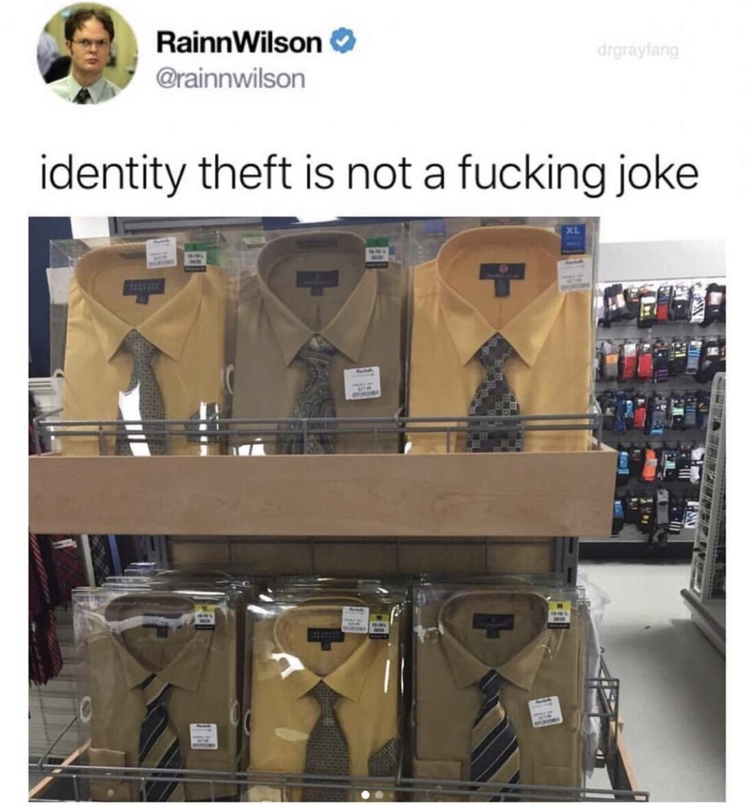 dwight schrute collection - Rainn Wilson identity theft is not a fucking joke Nal