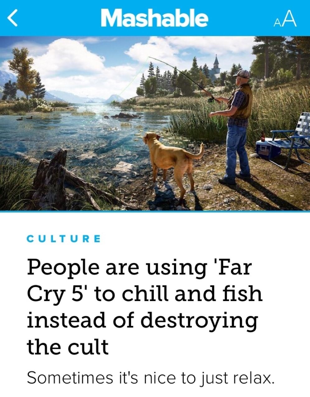 2018 xbox games - Mashable Aa Culture People are using 'Far Cry 5' to chill and fish instead of destroying the cult Sometimes it's nice to just relax.