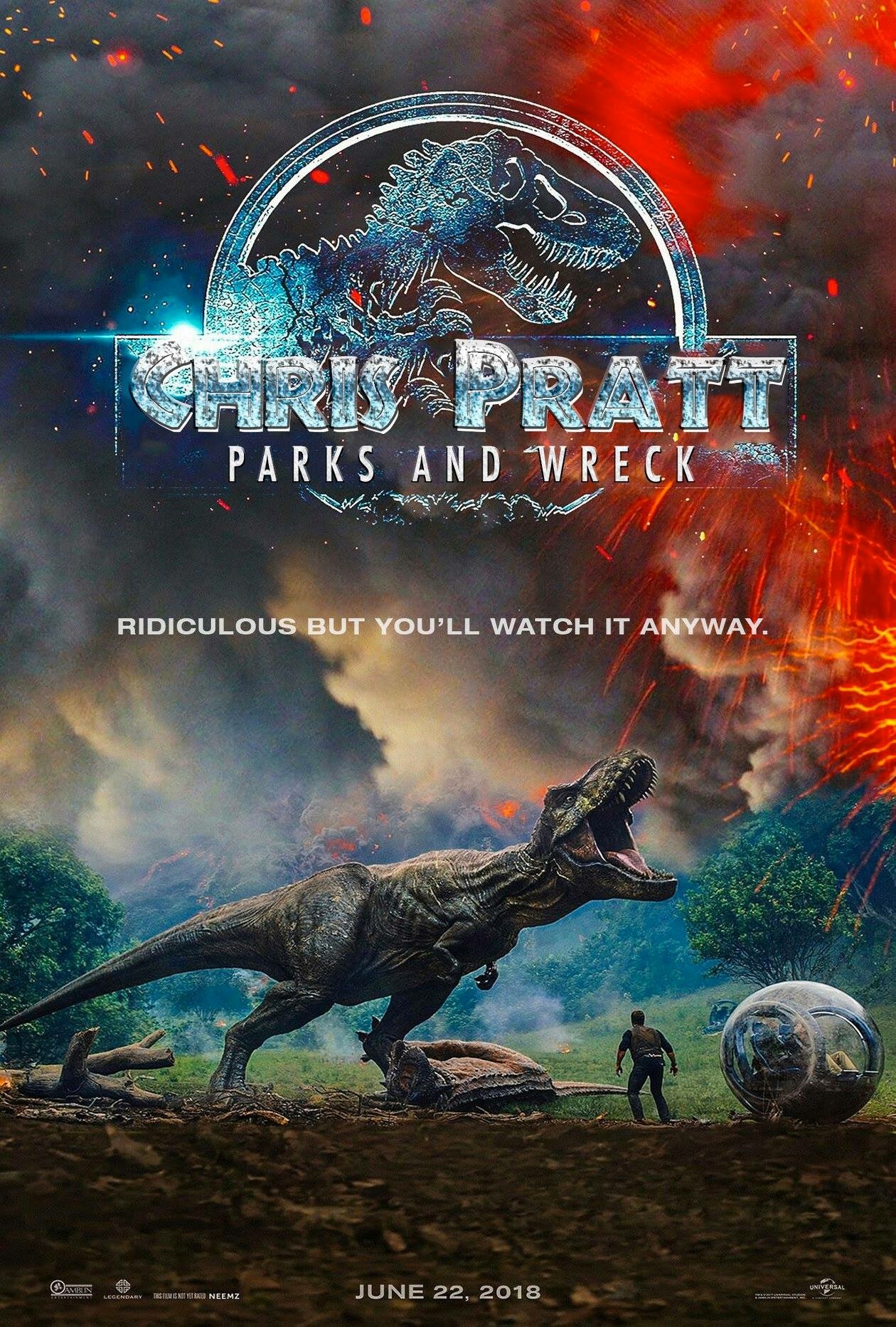 poster jurassic world fallen kingdom - Parks And Wreck Ridiculous But You'Ll Watch It Anyway.