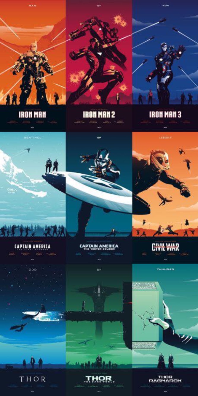 marvel trilogy posters - Foon Iron Man Iron Man 2 Iron Man 3 Entel Captain America Captain America Captain America mm Civil War The Winter Soldier Stiil Thunder Thor Thor. Thor Ragnarok
