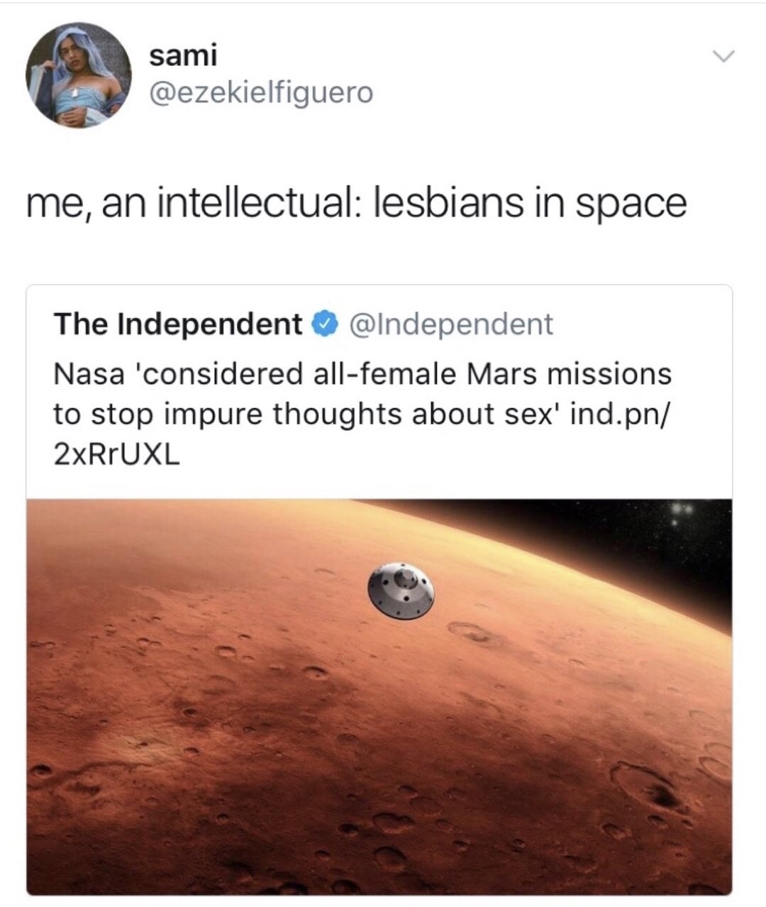 memes - memes belle epoque - sami me, an intellectual lesbians in space The Independent Nasa 'considered allfemale Mars missions to stop impure thoughts about sex' ind.pn 2xRrUXL