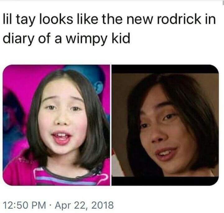 memes - lil tay looks like rodrick - lil tay looks the new rodrick in diary of a wimpy kid