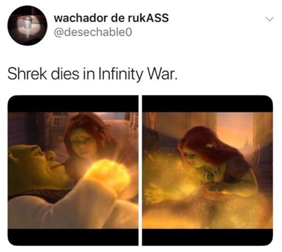memes - shrek dies in infinity war