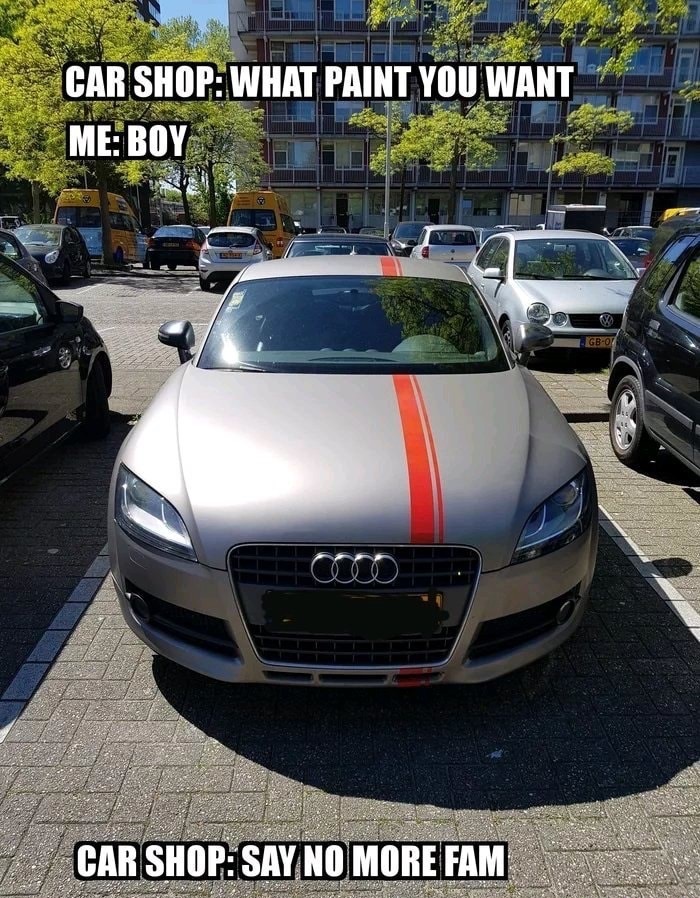 Car with racing stripe