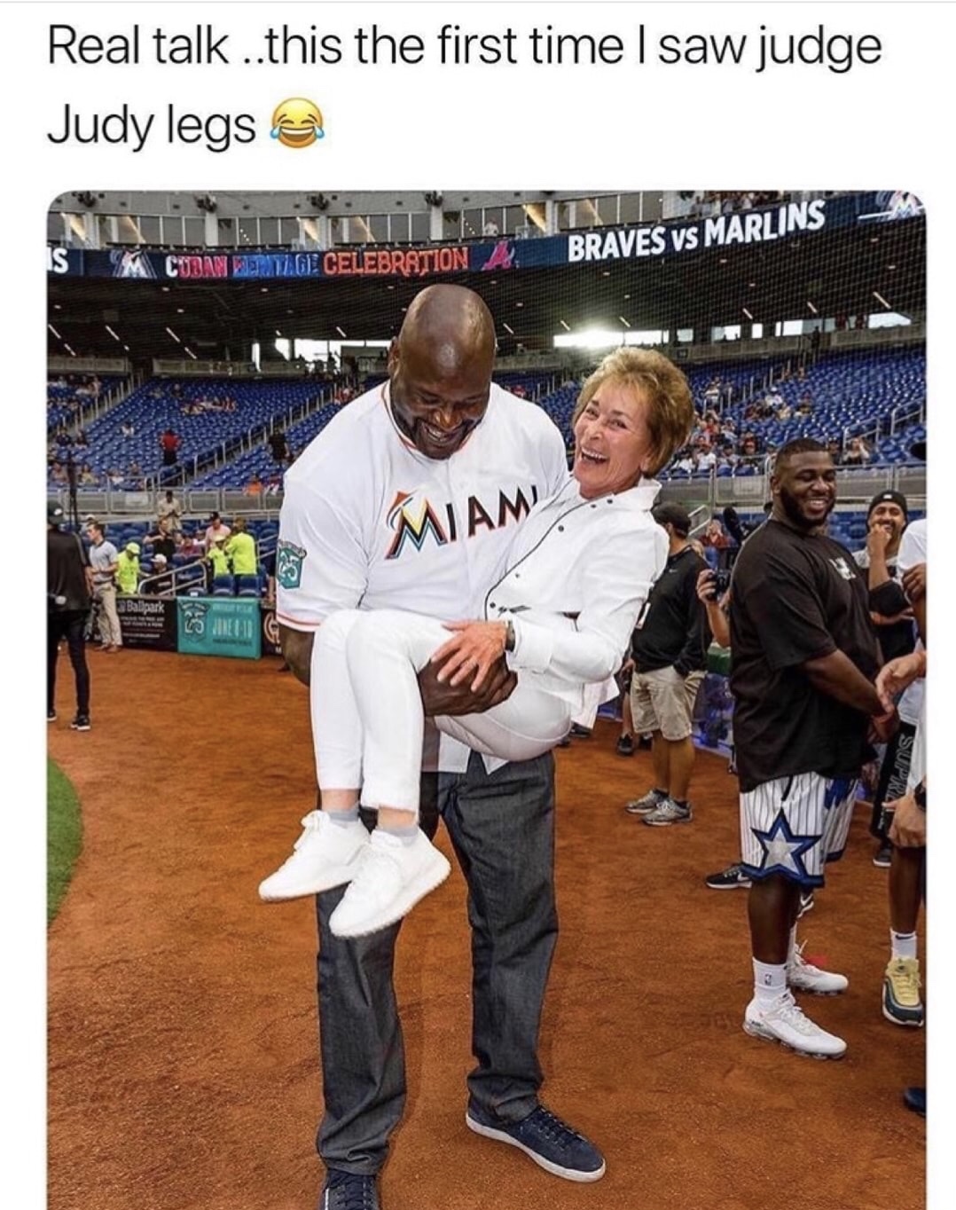 memes - judge judy legs - Real talk ..this the first time I saw judge Judy legs Saunandinin Braves Vs Marlins Le Celebration Miam