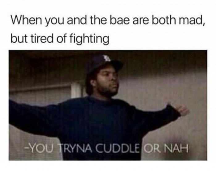 memes - black history twitter memes - When you and the bae are both mad, but tired of fighting You Tryna Cuddle Or Nah