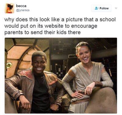 star wars finn meme - becca lyersos 4. why does this look a picture that a school would put on its website to encourage parents to send their kids there