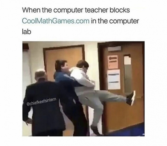 memes - shoulder - When the computer teacher blocks CoolMathGames.com in the computer lab