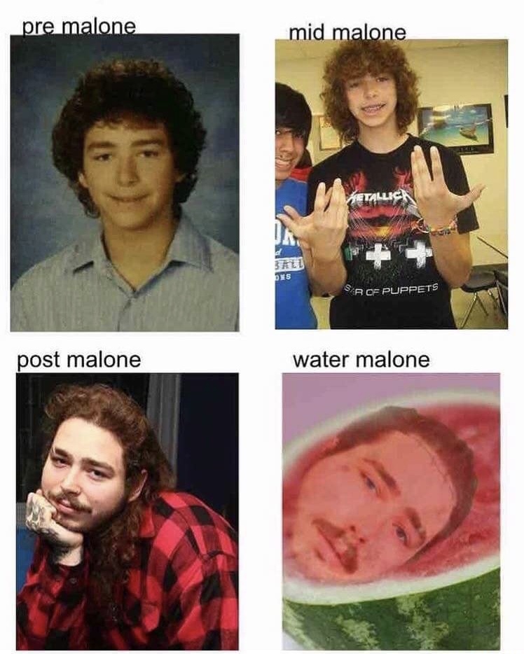 sunday meme about phases in the life of rapper Post Malone