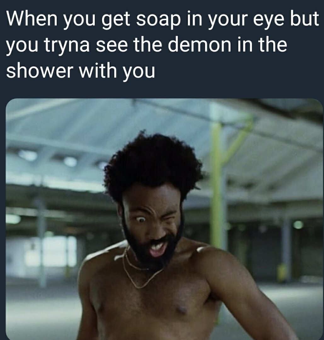 sunday meme about keeping your eyes open in the shower