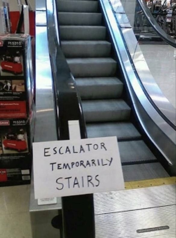 sunday meme about a broken escalator