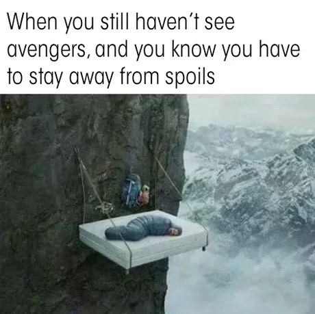 sunday meme about escaping to the mountains to avoid spoilers