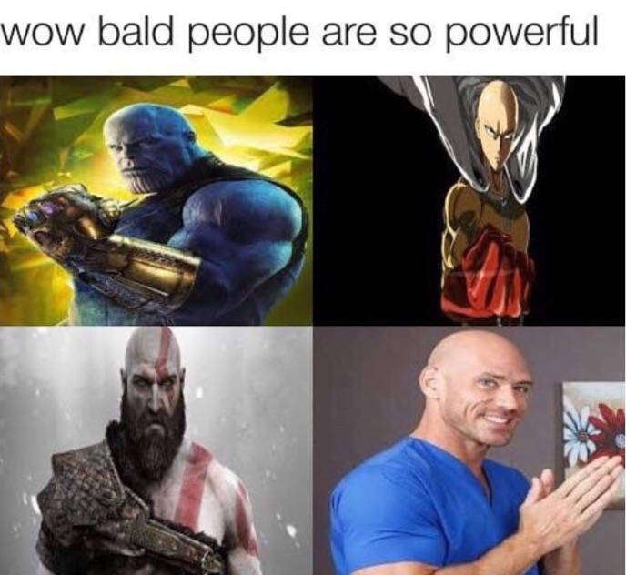 sunday meme about strong bald men