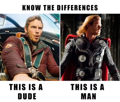 sunday meme about the difference between a Chris Pratt and Chris Hemsworth
