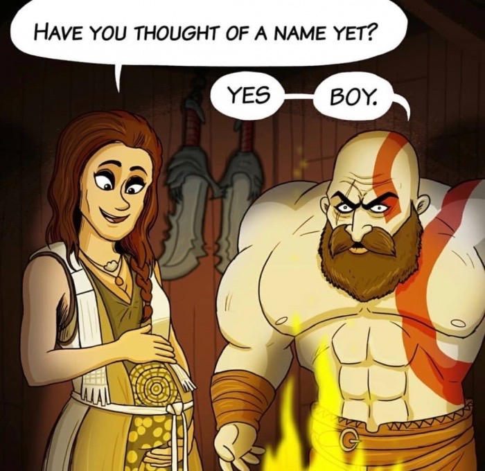 sunday meme about Kratos' son in God of War having no name