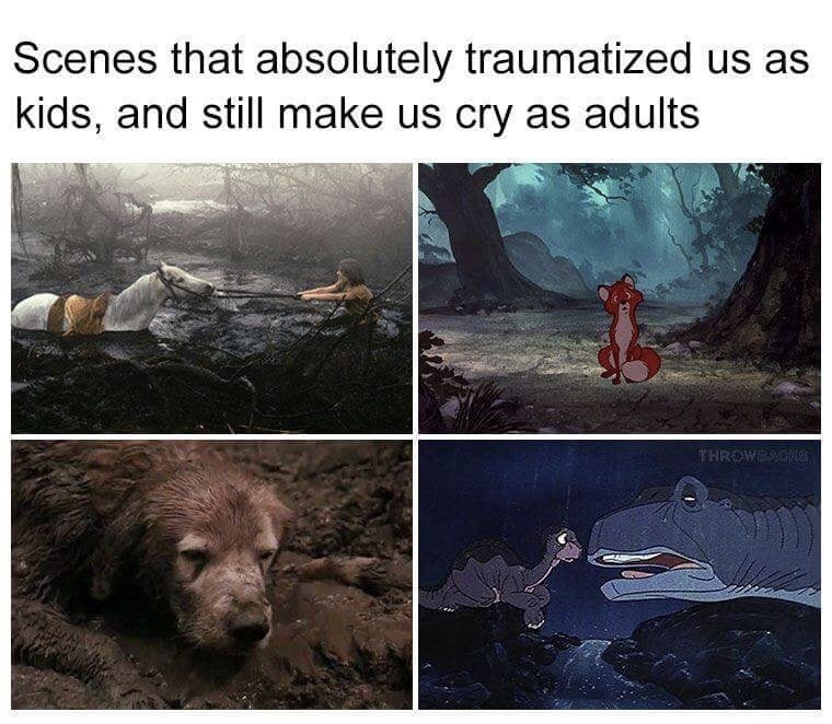 sunday meme about traumatizing scenes from kids movies