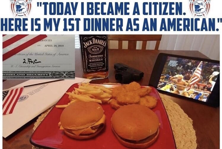 sunday meme about a typical American meal