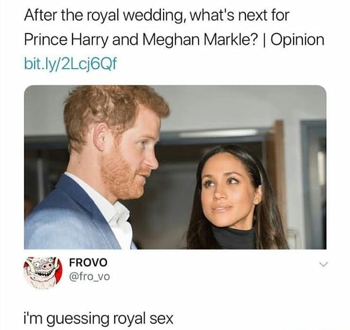 memes - prince harry and meghan markle meme - After the royal wedding, what's next for Prince Harry and Meghan Markle? | Opinion bit.ly2Lcj6Qf Frovo i'm guessing royal sex
