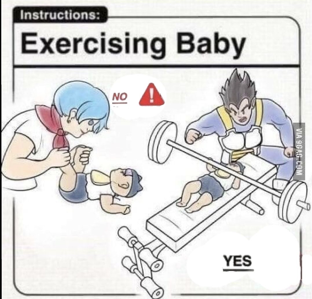 memes - safe baby handling tips - Instructions Exercising Baby No Wod'9196 Via Yes