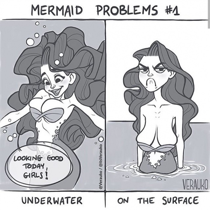 mermaid problems - Mermaid Problems Looking Good Today, Girls O Verauko Underwater On The Surface