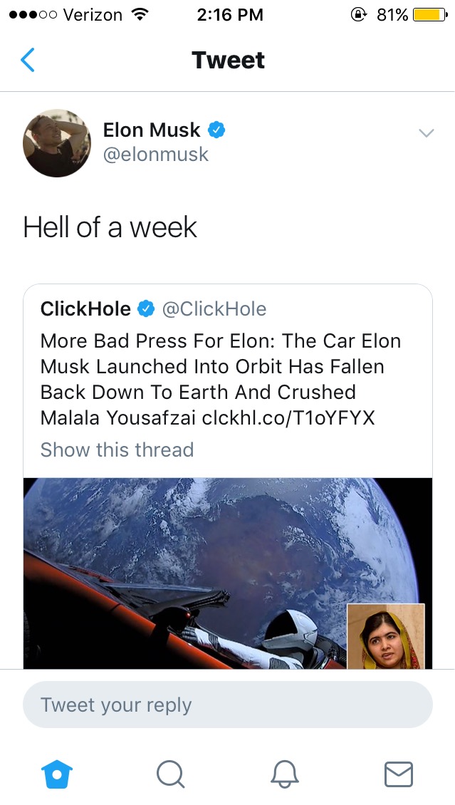Monday meme with fake Elon Musk tweet about killing a child activist