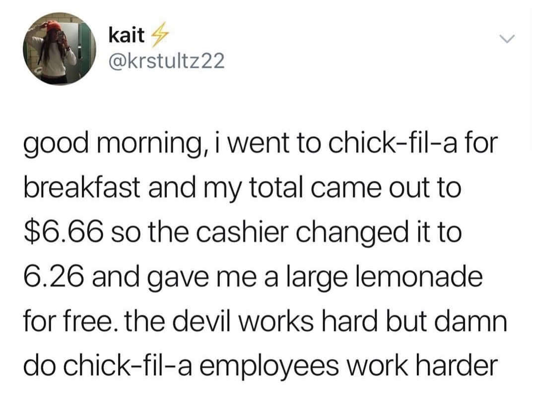 Monday meme about chick fil a fighting evil power