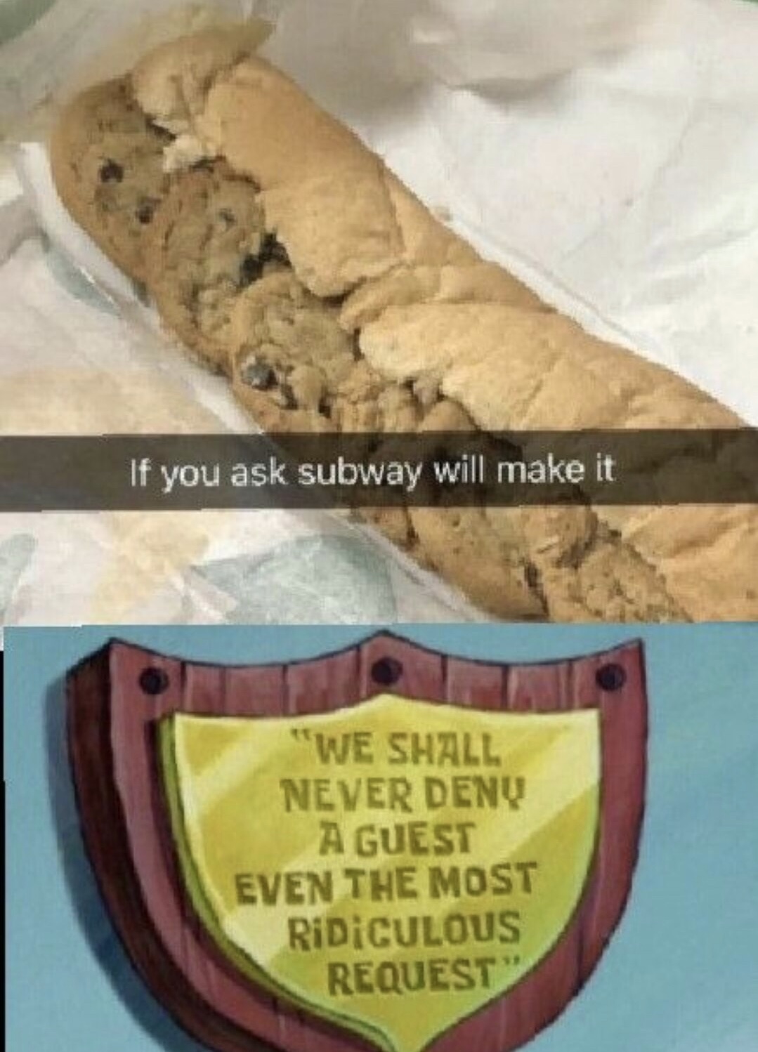 Monday meme about Subway making weird sandwiches by request